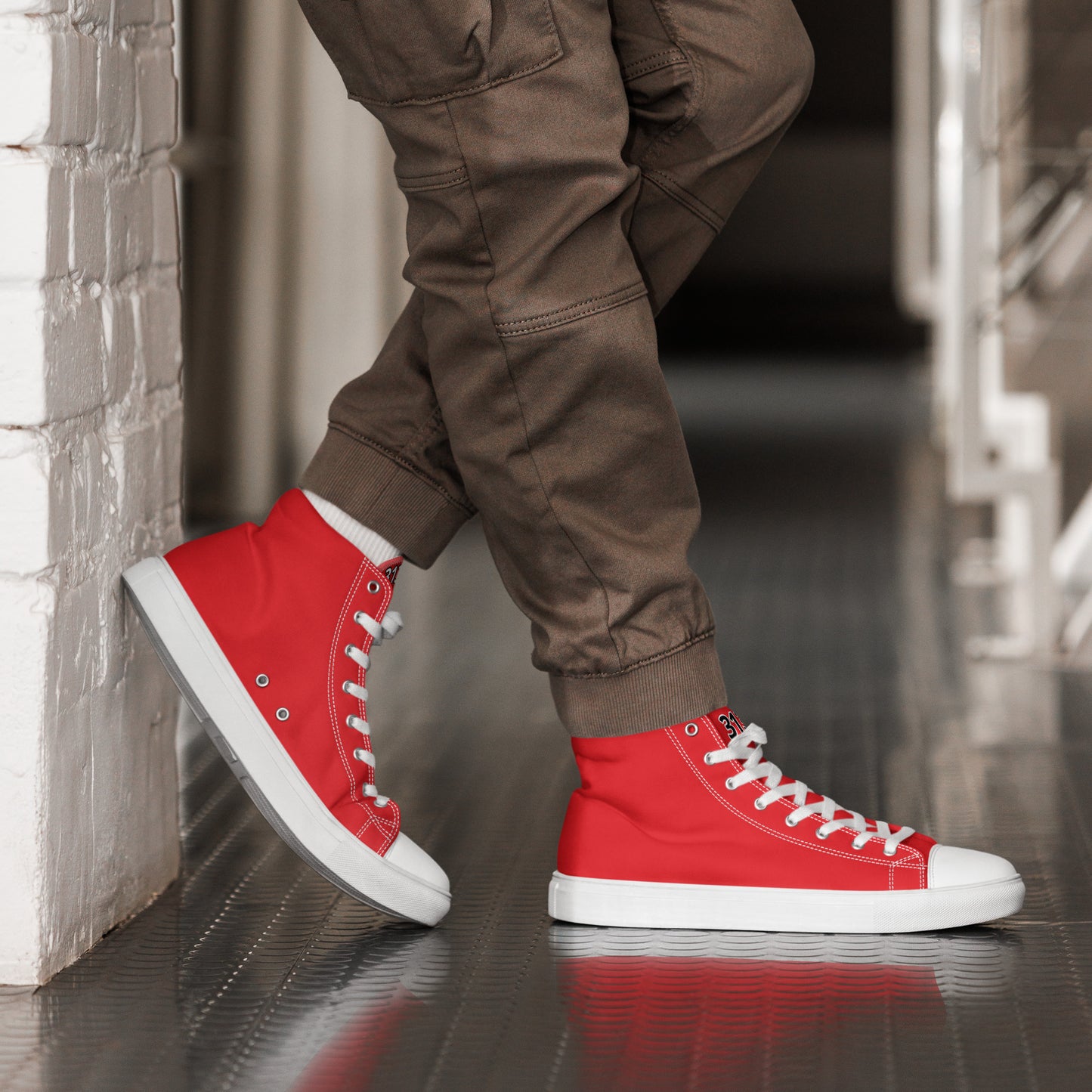 Men’s Red & White High Tops